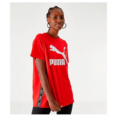 Shop Puma Women's Tape T-shirt In Red Size Small Cotton