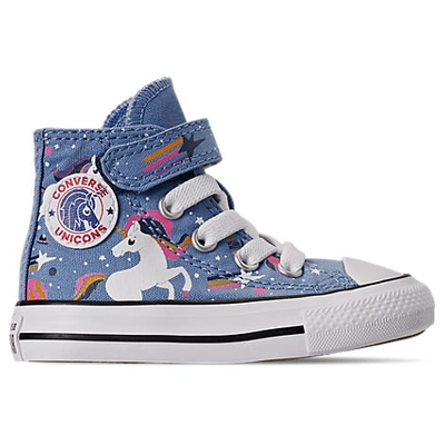 Shop Converse Girls' Toddler Chuck Taylor Unicorns Hook-and-loop High Top Casual Shoes In Blue