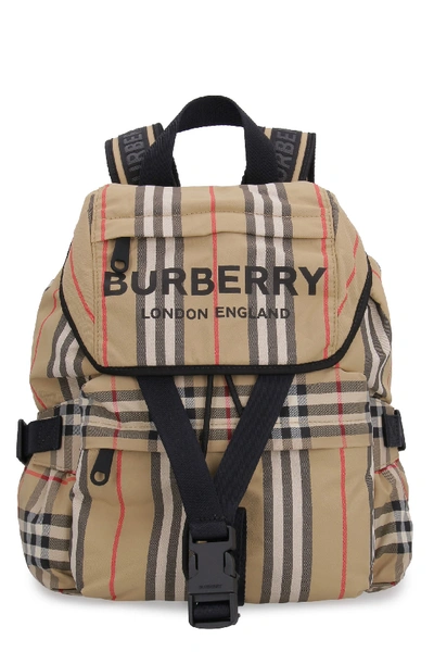 Shop Burberry Printed Nylon Backpack In Beige