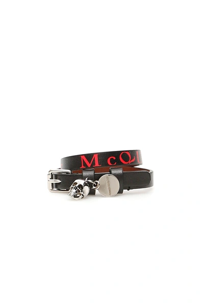 Shop Alexander Mcqueen Wrap Bracelet In Black Lust Red (black)