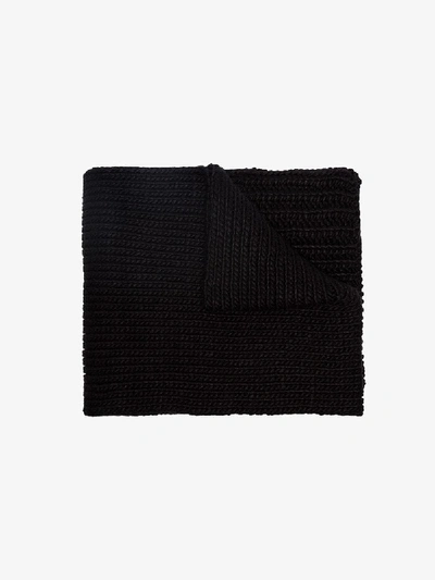 Shop Y-3 Black Chunky Knit Logo Scarf