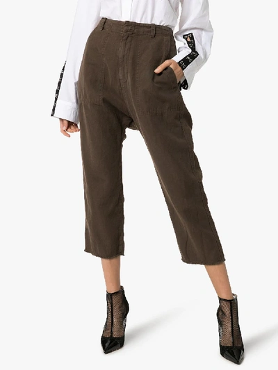 Shop Nili Lotan Cropped Luna Trousers In Brown
