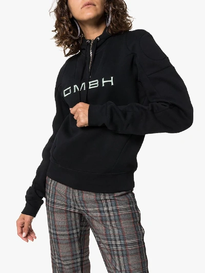 Shop Gmbh Half-zip Logo-embroidered Hoodie In Black