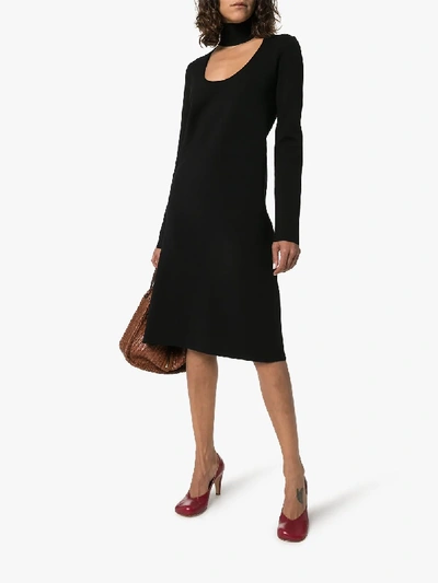 Bottega Veneta Wool-blend Turtleneck Midi Dress In Black