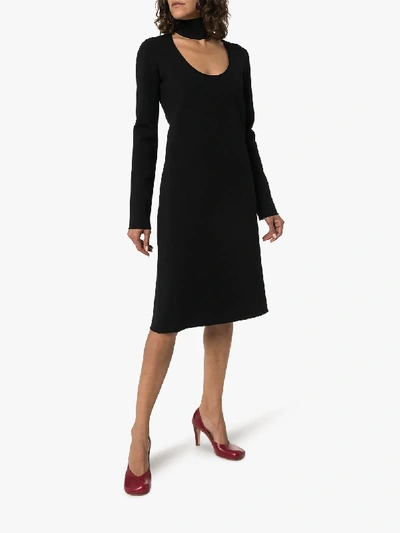 Bottega Veneta Wool-blend Turtleneck Midi Dress In Black