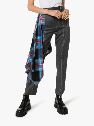 Shop Charles Jeffrey Loverboy High-waisted Draped Tartan Slim Leg Trousers In Multicolour