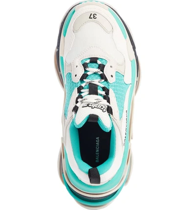 Shop Balenciaga Triple S Low Top Sneaker In White/ Turquoise
