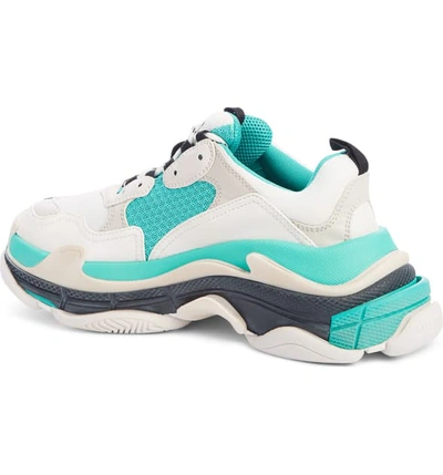 Shop Balenciaga Triple S Low Top Sneaker In White/ Turquoise