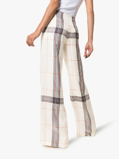 Shop Roland Mouret Tayport Wide Leg Checked Trousers In Multicolour