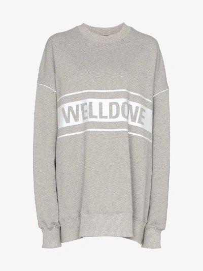 Shop We11 Done We11done Oversized Reflective Logo Sweatshirt In Grey