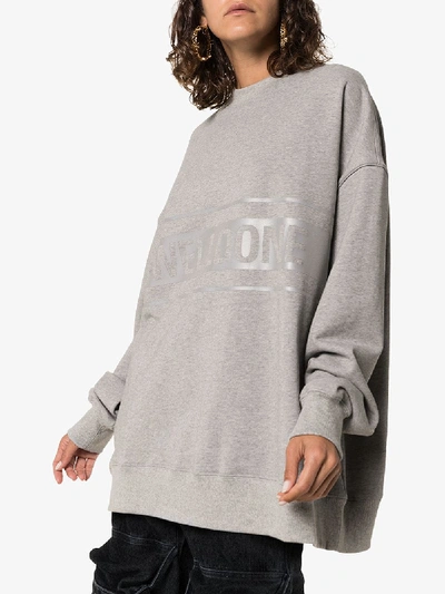 We11 Done We11done Oversized Reflective Logo Sweatshirt In Grey