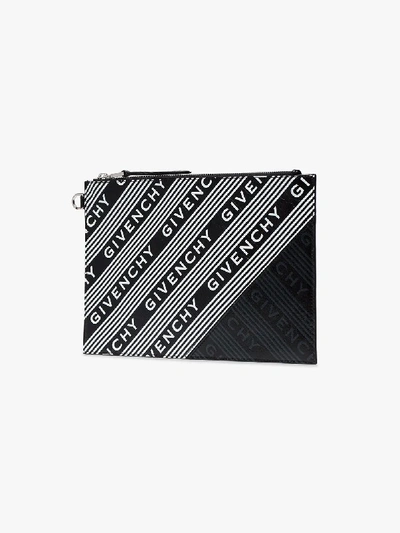 Shop Givenchy Black Logo Stripe Pouch