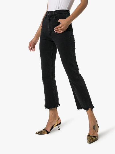 Shop 3x1 Empire Line Frayed Hem Flare Jeans In Black