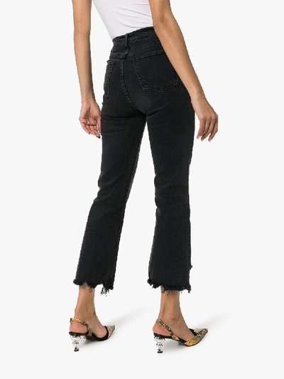 Shop 3x1 Empire Line Frayed Hem Flare Jeans In Black