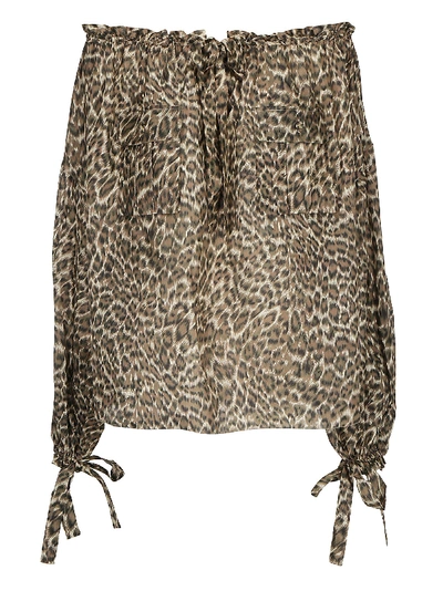 Shop Zimmermann Suraya Blouse In Khaki Leopard