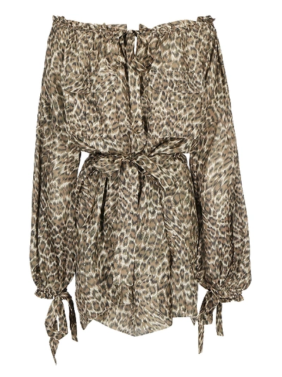 Shop Zimmermann Suraya Dress In Khaki Leopard