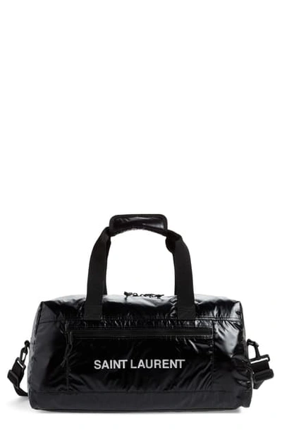 Shop Saint Laurent Lacquered Duffle Bag In Black