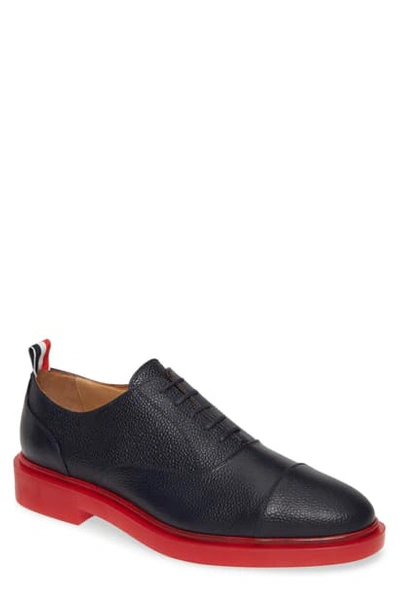 Shop Thom Browne Cap Toe Oxford In Navy