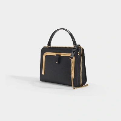 Shop Anya Hindmarch Small Postbox Bag In Black Grained Leather