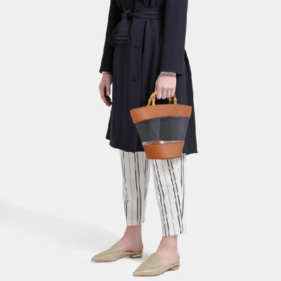 Shop Loeffler Randall Agnes Fan Tote With Bamboo Handle In Brown Smooth Leather And Clear Pvc