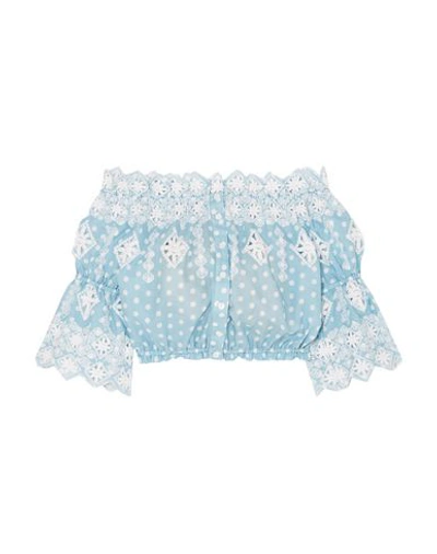 Shop Miguelina Blouses In Sky Blue