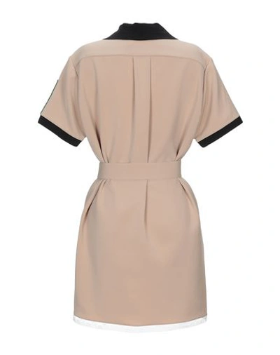 Shop Chloé Woman Short Dress Camel Size 2 Triacetate, Synthetic Fibers, Silk, Lambskin, Ceramic In Beige