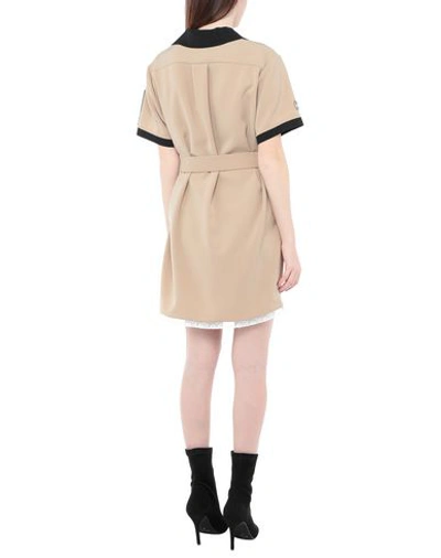 Shop Chloé Woman Short Dress Camel Size 2 Triacetate, Synthetic Fibers, Silk, Lambskin, Ceramic In Beige