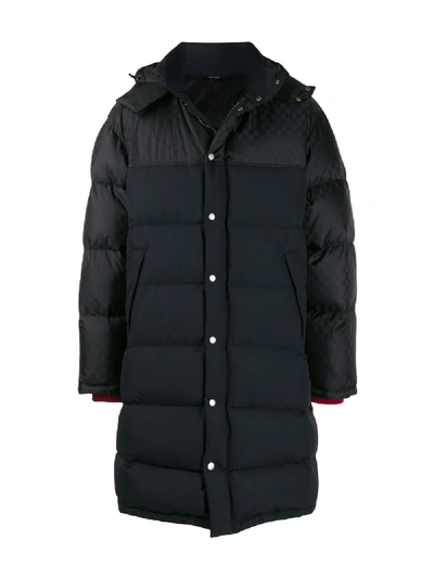 Shop Gucci Gg Feather Down Hooded Coat In Black
