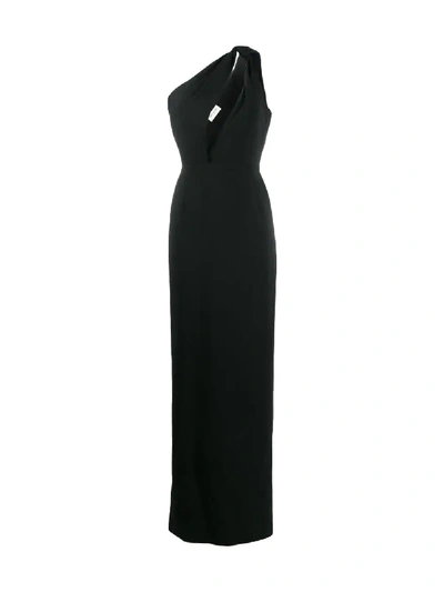 Shop Saint Laurent One Shoulder Long Dress In Black