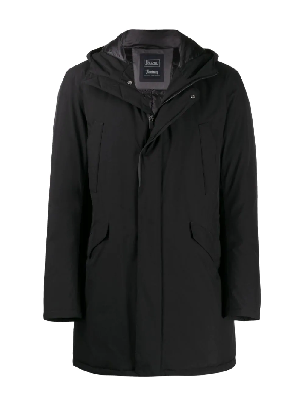 Herno Hooded Coat In 9300 Black | ModeSens