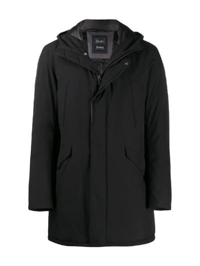 Shop Herno Hooded Coat In Black