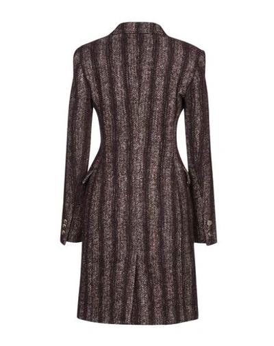 Shop Versace Coat In Dark Brown