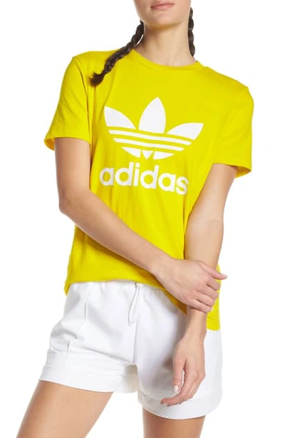 Shop Adidas Originals Adidas Trefoil Tee In Yellow