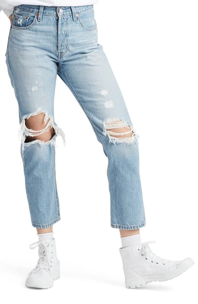 Shop Levi's 501 High Waist Ripped Crop Straight Leg Jeans In Montgomery Patched