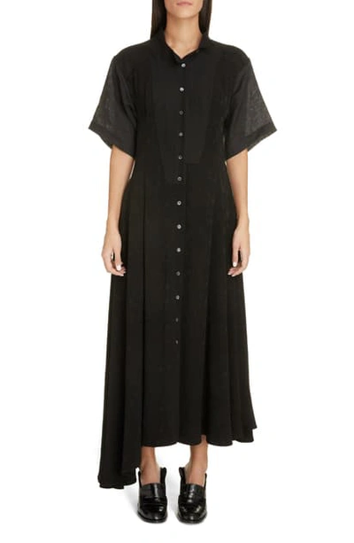Shop Loewe Jacquard Midi Shirtdress In Black