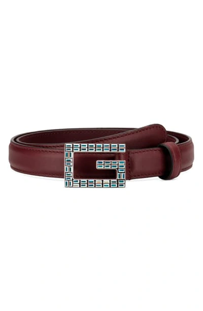 Shop Gucci Madelyn Crystal Logo Buckle Leather Belt In Vtg Bord/ Crystal Ab