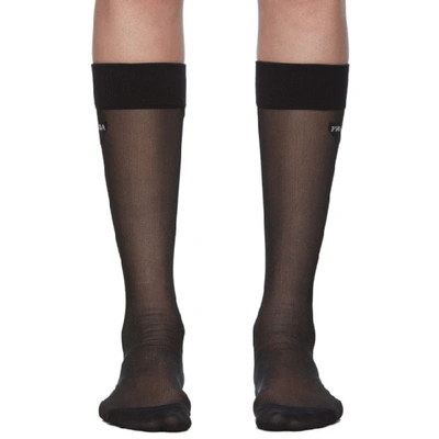 Shop Prada Black Mesh Socks In F0002 Black
