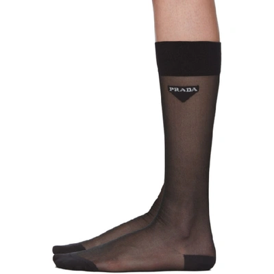 Shop Prada Black Mesh Socks In F0002 Black