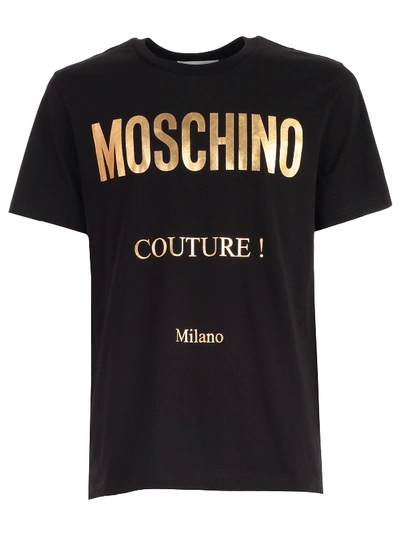 Shop Moschino T-shirt S/s W/polished Logo In Fantasy Print Black