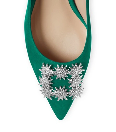 Shop Stuart Weitzman The Kelsey Flat In Emerald Suede