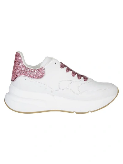 Shop Alexander Mcqueen Glittered Low Top Sneakers In White Pink