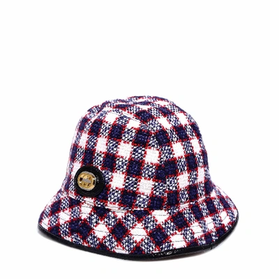 Shop Gucci Fedora Logo Tweed Hat In Multi