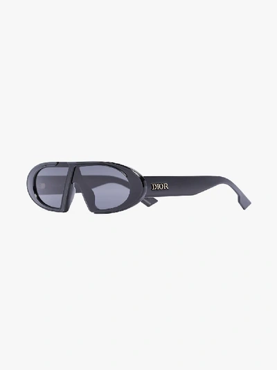Shop Dior Black Oblique Curve Sunglasses