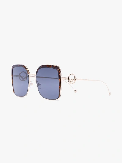 Shop Fendi Eyewear Brown Ff Logo Frame Square Sunglasses