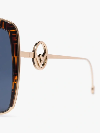 Shop Fendi Eyewear Brown Ff Logo Frame Square Sunglasses