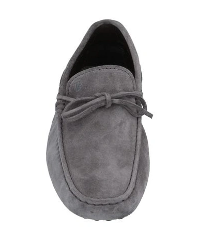 Tod's Suede Leather Loafers In Light Grey