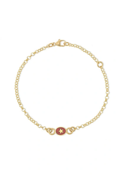 Shop Foundrae Strength 18-karat Gold And Enamel Bracelet