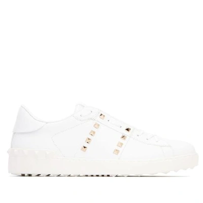 Shop Valentino Garavani Untitled Rockstud Sneakers In White