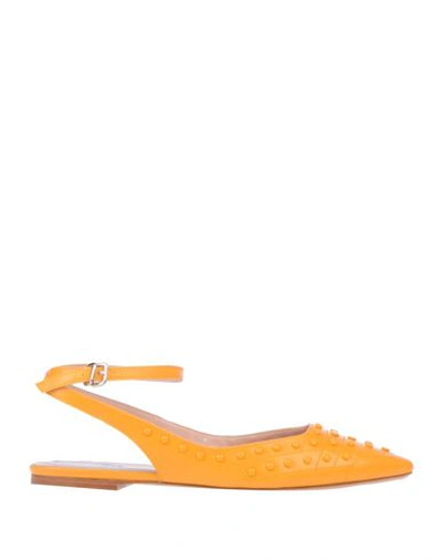 Shop Tod's Woman Ballet Flats Ocher Size 7.5 Soft Leather In Yellow