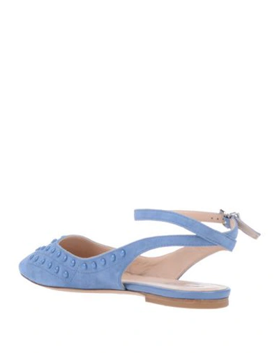 Shop Tod's Woman Ballet Flats Pastel Blue Size 7.5 Goat Skin